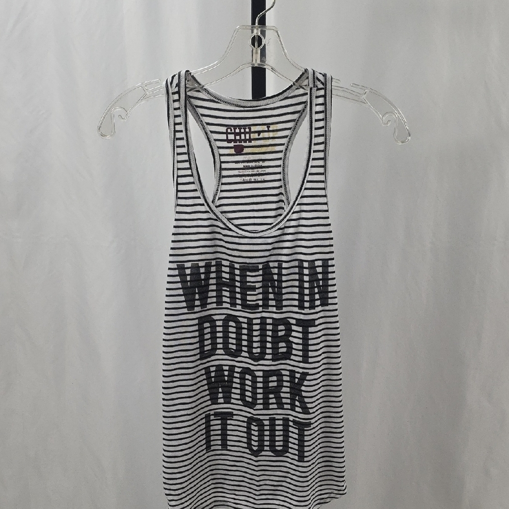 Chin Up Apparel Black and White Striped Tank Top